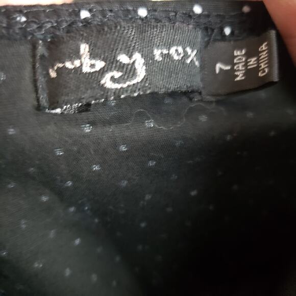 VTG Y2K Rockabilly Pinup Girl Polka Dot Dress Ruby Rox Black Retro Babydoll Sz 7 - Picture 10 of 12